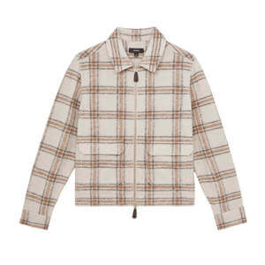 REISS Varena Zip-Through Check Overshirt with Wool